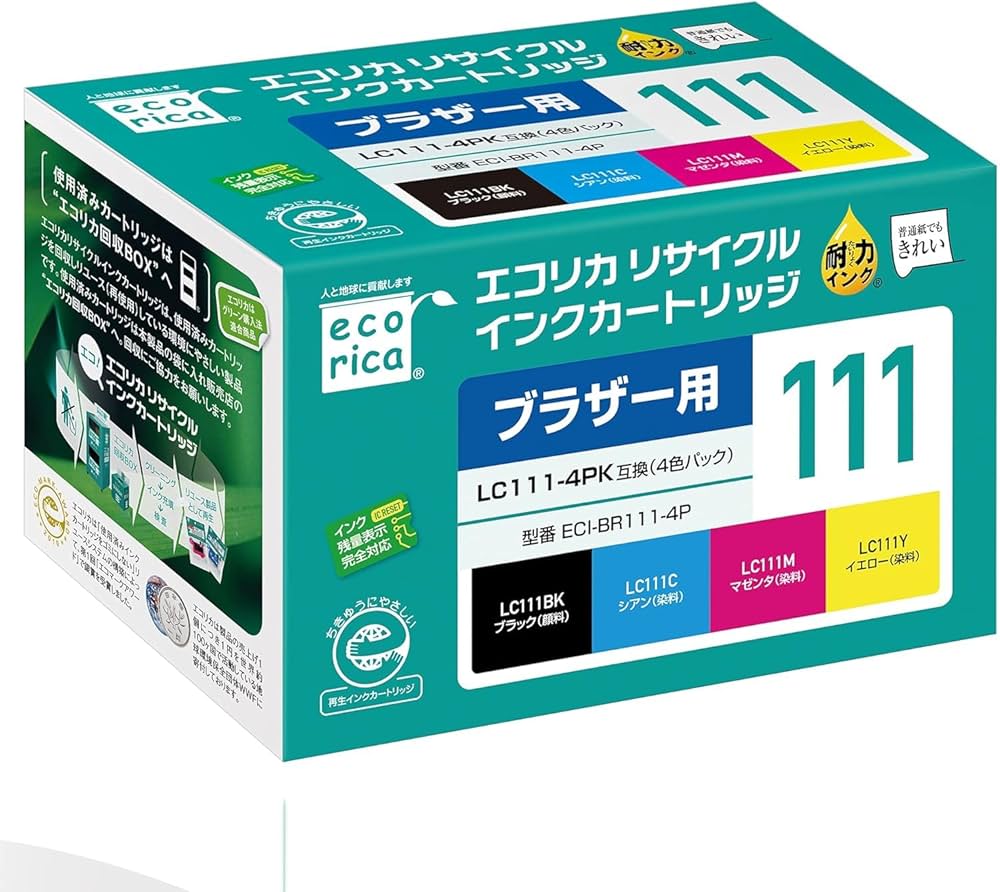 プリンター・複合機 brother LC111-4PK-2-ESET Amazon.co.jp: ジット ブラザー(Brother) LC111-4PK 4色セット